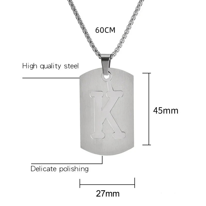 Серебряный цвет инициалы буква кулон из нержавеющей стали для мужчин мужская