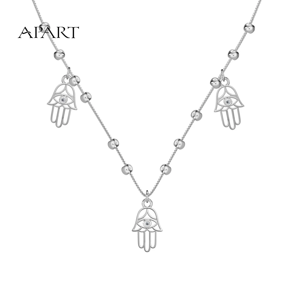 APART Стерлингового Серебра 18 К Позолоченный Evil Eye Hamsa Ручной Цирконий Инкрустация