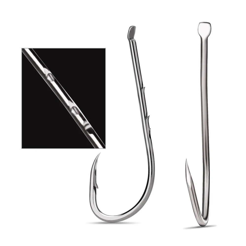 Рыболовные крючки FTK 100 шт. морские рыболовные приманки с зазубринами хвостовик