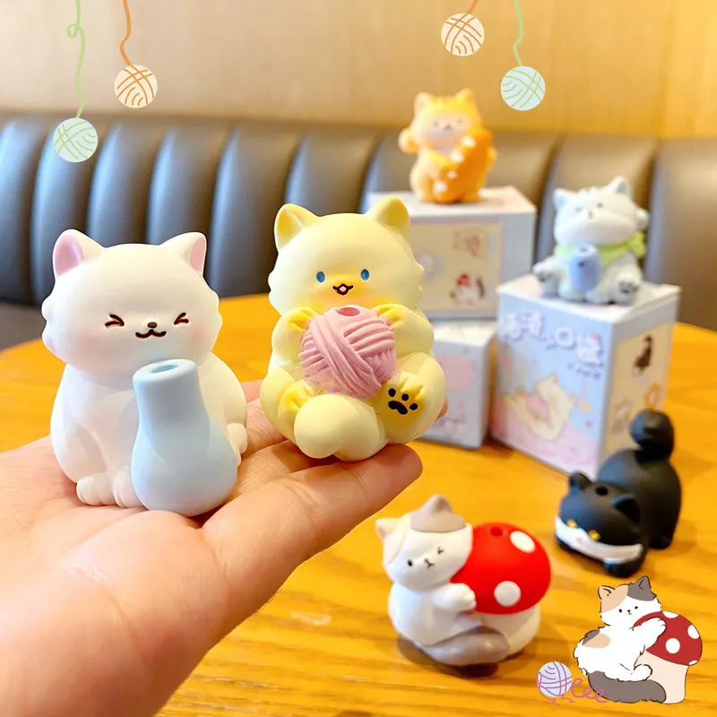 Милая мультяшная фигурка кошки Miaoxu, креативное украшение из смолы для рабочего стола, декор в успокаивающем стиле для офиса и дома, подставка для благовоний (art.: 3920dc8ff612a) - 3920dc8ff612a