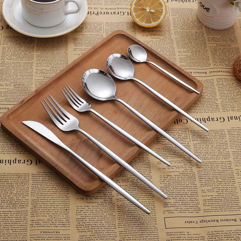 

Silver Stainless Steel Dinnerware Set 304 Stainless Steel Flatware Set Gold Cutlery Set Knife Fork Spoon Silverware Tableware