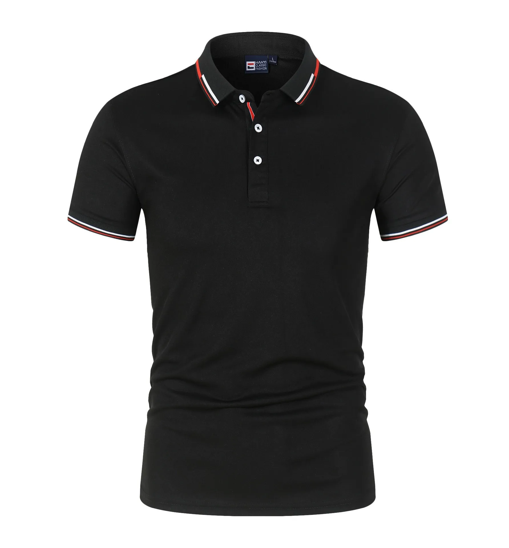 

2023 New Solid Color Men's Business Casual Short-Sleeved Polo Shirt Large Size Light Panel Stand Collar T-Shirt Europe And The U