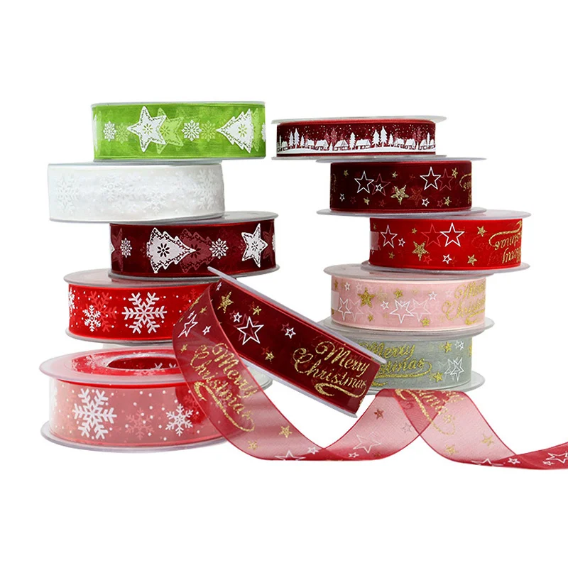 

5M Natural Satin Ribbons Crafts Christmas Gift Bow Trim Organza Ribbon Wedding Sewing Clothing DIY Fabric Decoration Accessories
