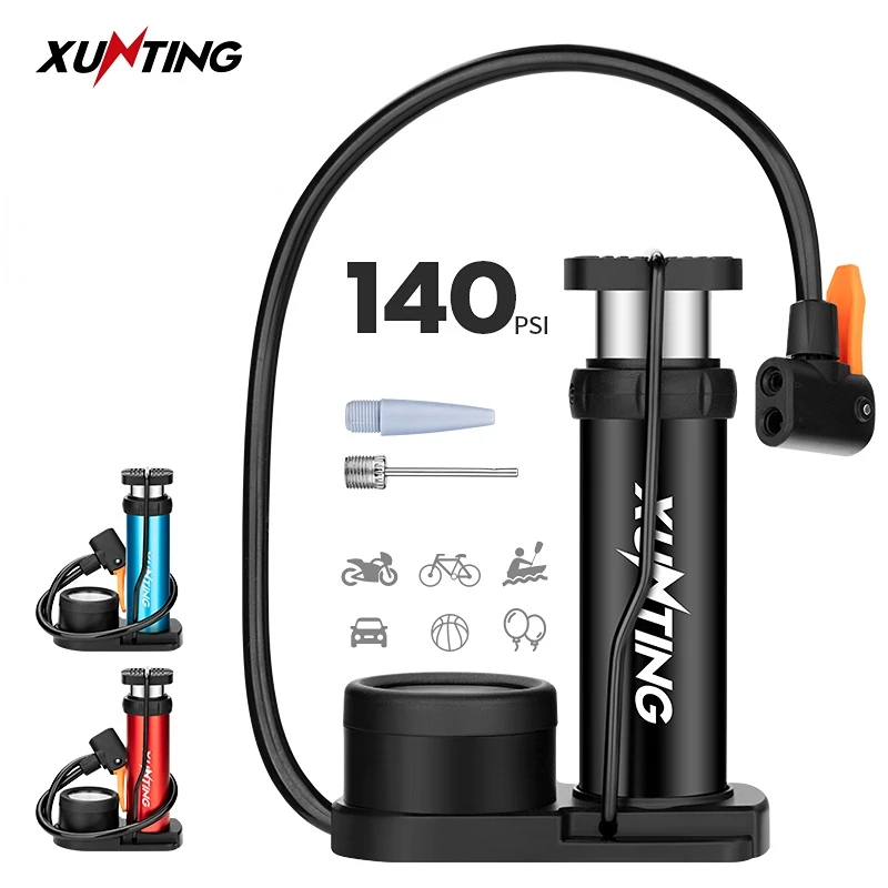 Xunting Mini Bike Foot Pump MAX 140PSI Tire Pumps with Gauge