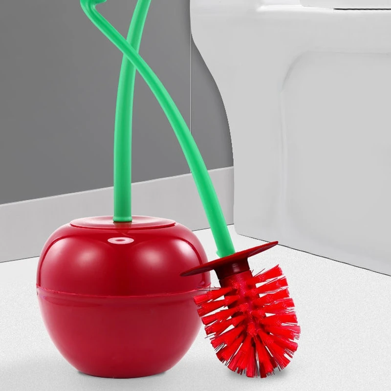 

Toilet Brush Cute Cherry Shape Lavatory Brush Toilet Brush Holder Set