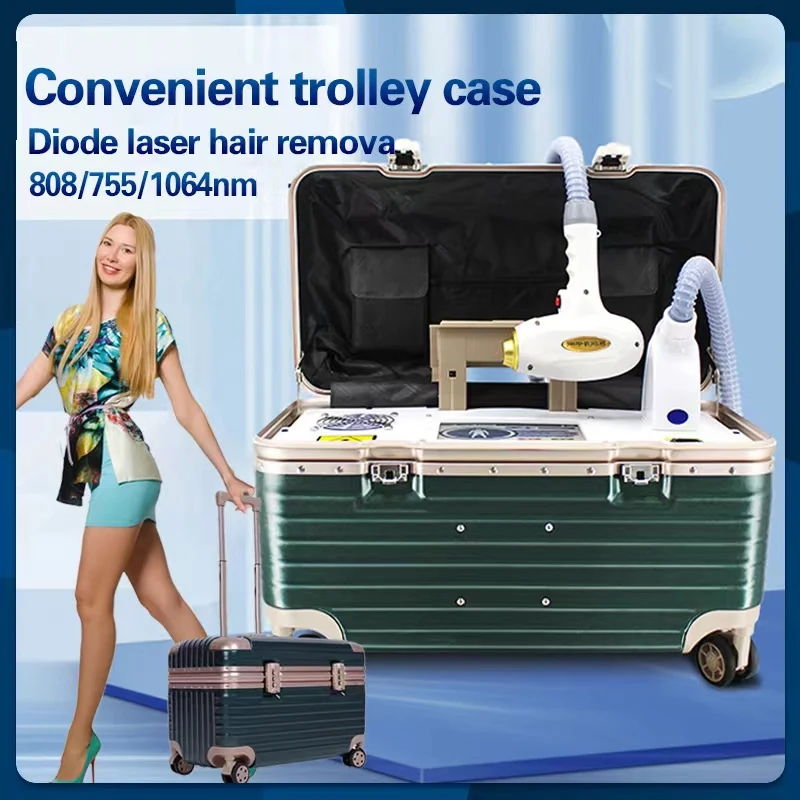 

Portable pull rod 3000W 808nm Diode Laser Ice Platinum Painless Hair Removal Machine Epilator 755nm 808nm 1064nm 3 wavelength