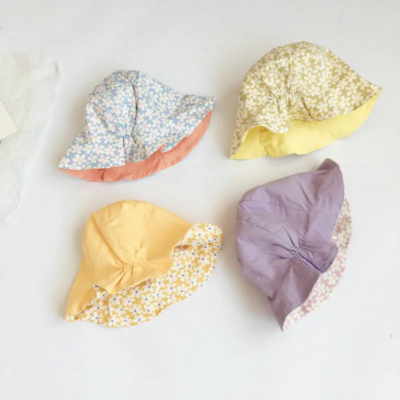 Панама детская Двусторонняя Пляжная с цветами от солнца для девочек шапка