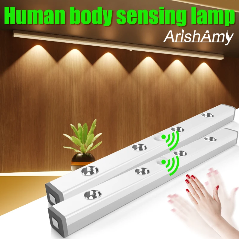 

Chargable IR Motion Sensor Mrrior Magnet Cabinet Wardrobe Cupboard Bar Light LED Track Lamp Battery Powered