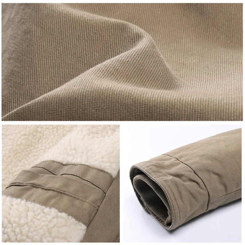 Mid-length Fur Collar Thickened Warm Coat Men's Winter Detachable Hooded Parka Outdoor Sports Tooling Padded Jacket Men Clothing