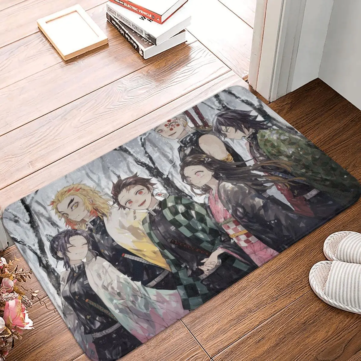 

Demon Slayer Kimetsu no Yaiba Nezuko Tanjiro Anime Bath Mat Friend Doormat Flannel Carpet Entrance Door Rug Home Decoration