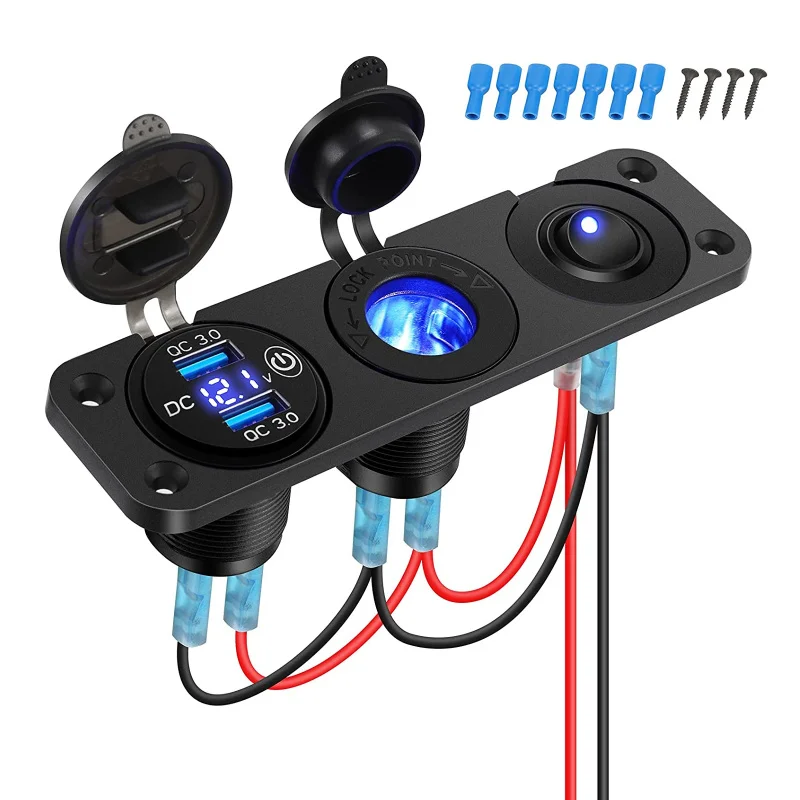 

Goramsay Dual USB Port 3 Way Auto Car Cigarette Lighter Socket Splitter Charger Plug Adapter DC 12V-24V for All Phone PC Ipad