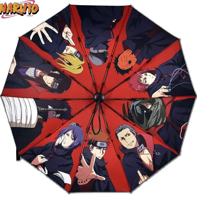 Автоматический виниловый Зонт Наруто удзумаки, складной, большой размер, защита от ветра, утолщенный, портативный, подарок для девушки