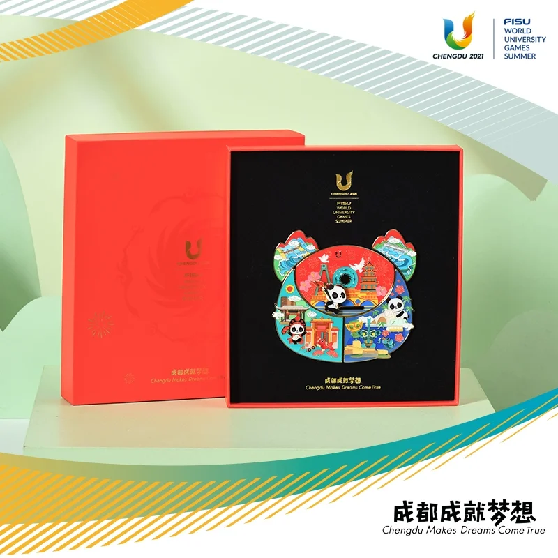 Набор эмблем Chengdu Universiade Jinxiu Rongcheng, талисман Rongbao, памятный значок аниме Kawaii бейдж в форме панды подарок для друзей