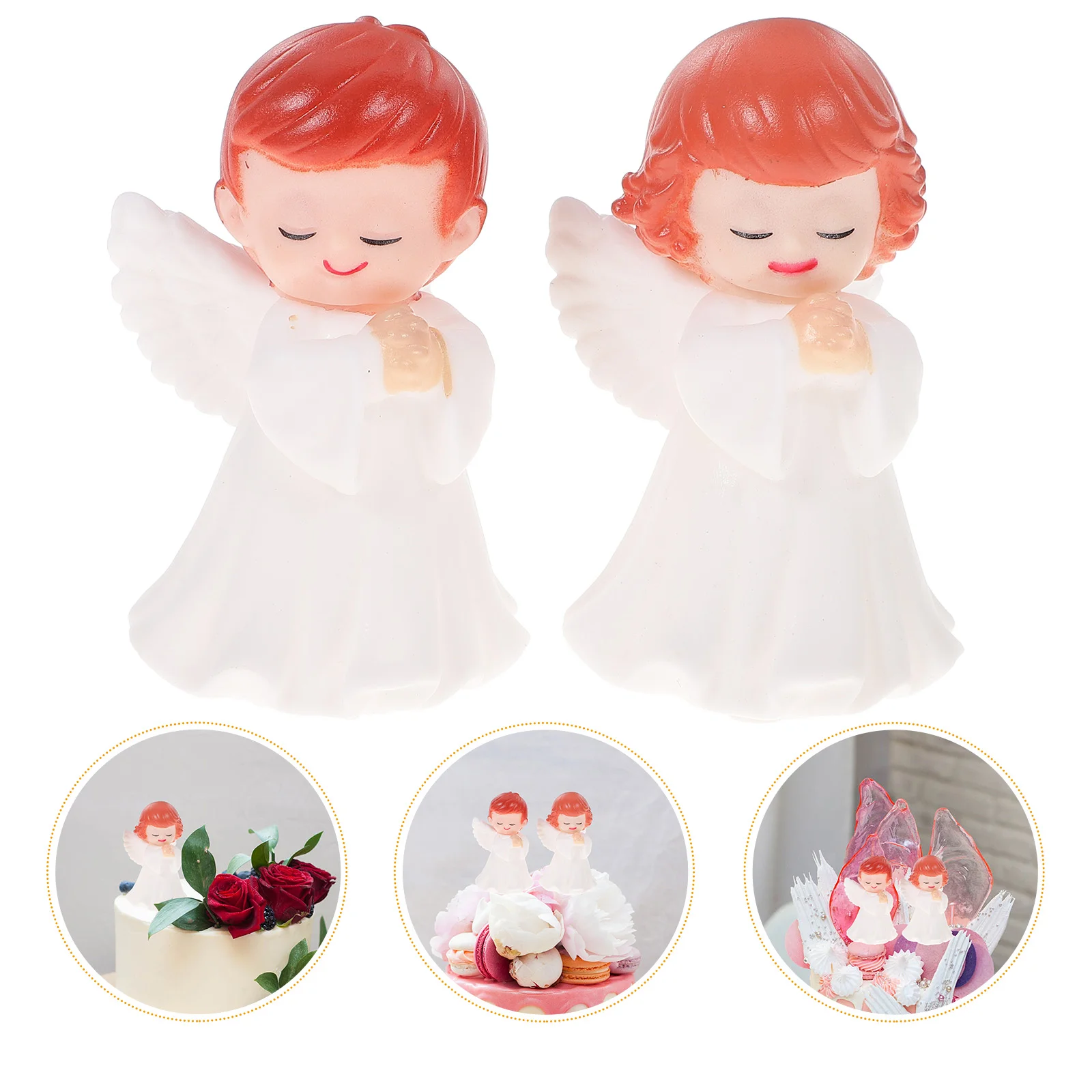 

2 Cake Topper Miniature Angels Figurines Ornament Cake Decoration for Wedding Birthday Party Car Decor