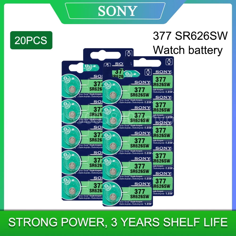 

20pcs NEW SONY 100% Original 377 SR626SW 626 SR626 V377 AG4 Watch Battery Button Coin Cell MADE IN JAPAN