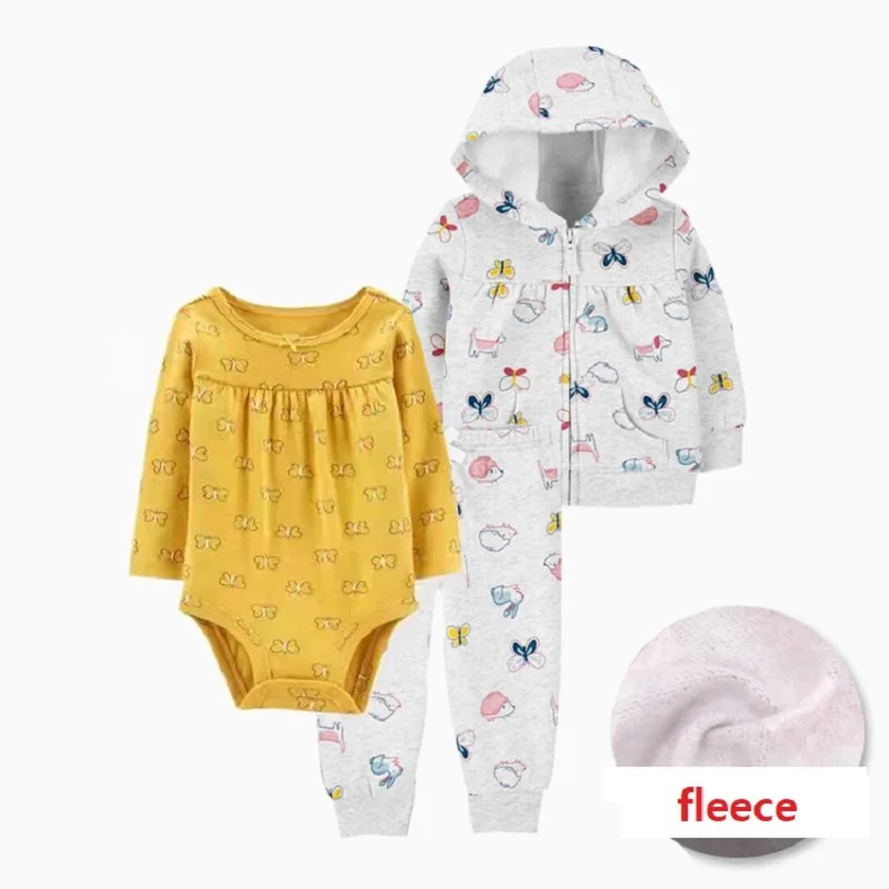 

Комплект одежды для маленьких мальчиков, толстовка с длинным рукавом, флисовое пальто + комбинезоны + штаны, наряд для маленьких девочек, зимний костюм, одежда для новорожденных 6-24 месяцев, 2022