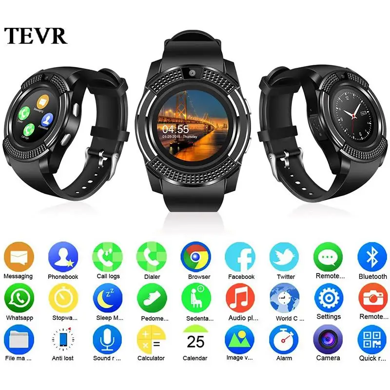 

V8 Smart Watch Bluetooth Connected Watch Man Women Sport Wateproof Smartwatch With Sim Card Diall Call Phone Facebook Whatsapp