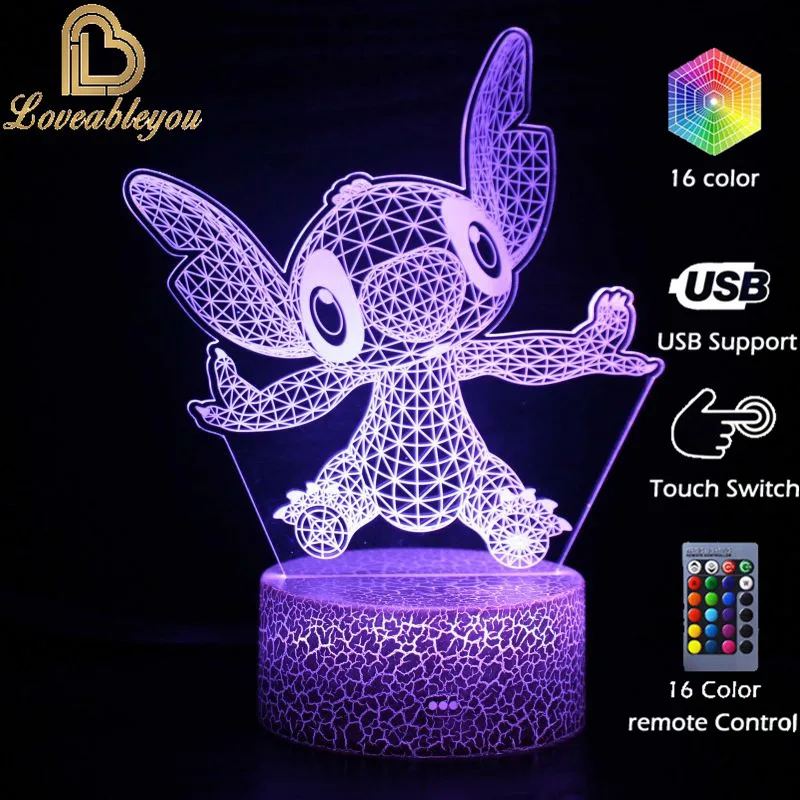 

Disney Stitch Touch 3D Desk Lamp LED Ornament Light Night Light Colorful Cute Light Lamp Children Toy Birthday Gift