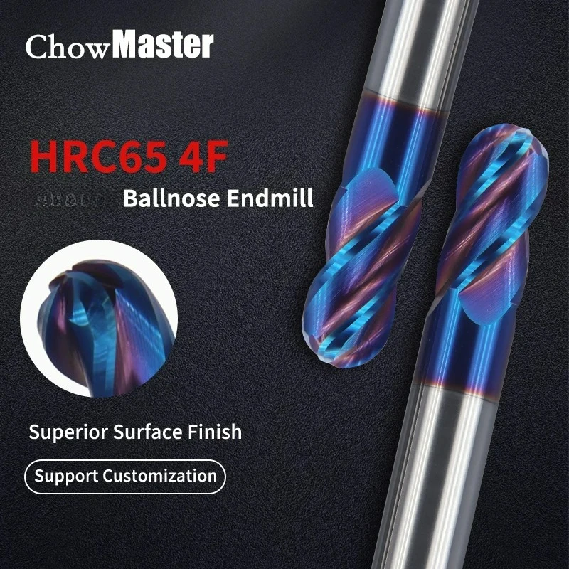 

Chowmaster шариковая концевая фреза HRC65 4-х зубая R0.5 R0.75 R1 R1.25 R1.5 R2 R3 RR4 R5