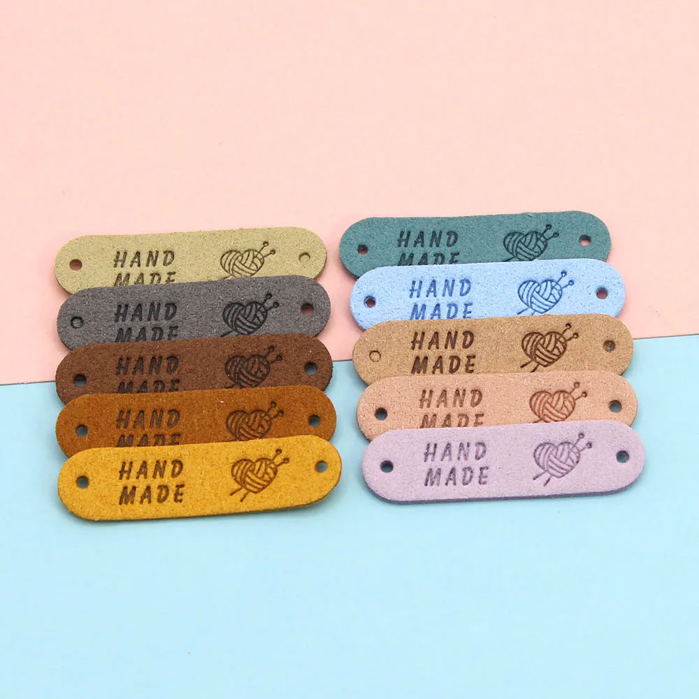 20 шт. этикетки ручной работы ярлыки из пряжи в форме сердца для одежды кожаные