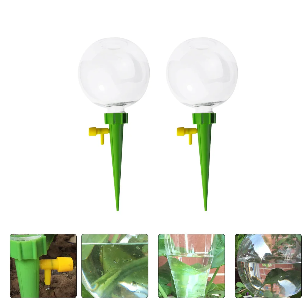 2 Pcs Automatic Watering Ball Drip Irrigation Spike Small Plastic Pots Waterer Self Planter Vacation Flowers Slow Release