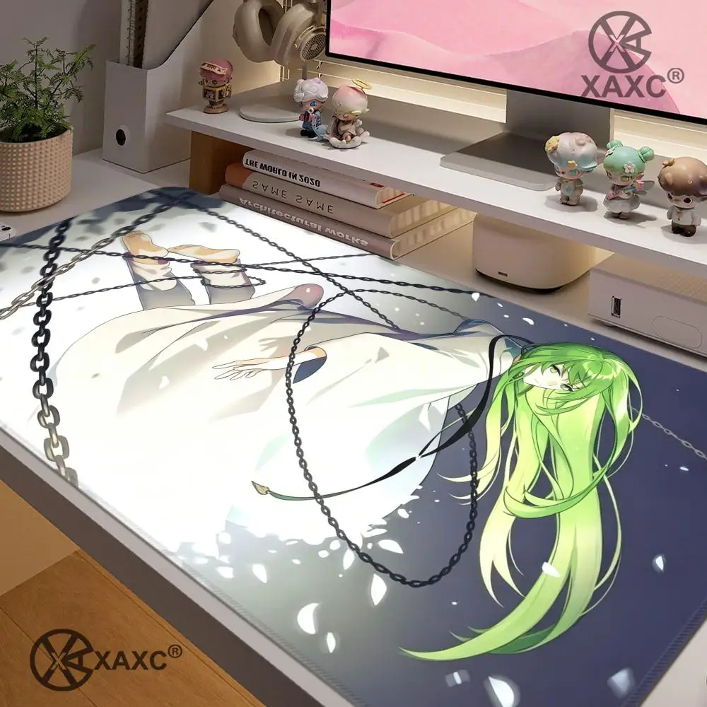 Фото Коврик для мыши F-Fate Series Enkidu Anime, эстетичный коврик для стола с зелеными волосами, нескользящий игровой коврик для клавиатуры, коврик для мыши HYBXXC №1