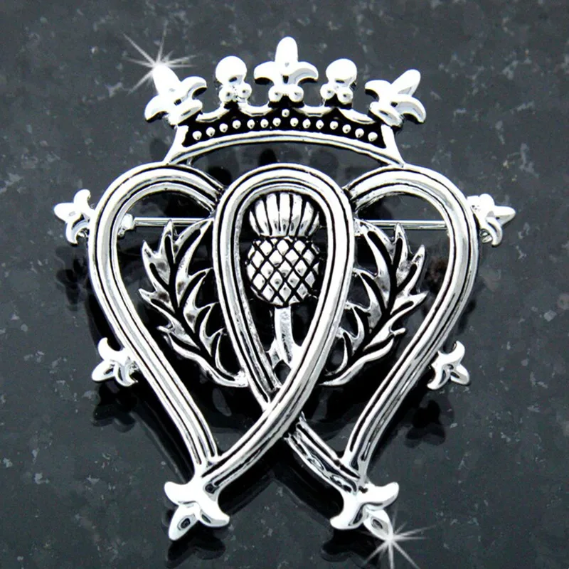 Винтажная брошь Outlander цветок корона двойное сердце Шотландия расторопши