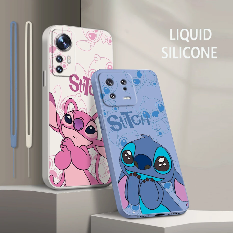 

Stitch Lilo Cartoon For Xiaomi Mi 13 12 12T 11 11T 10 10T 9 9SE Lite Pro Ultra A3 Liquid Rope Silicone Phone Case Coque Capa