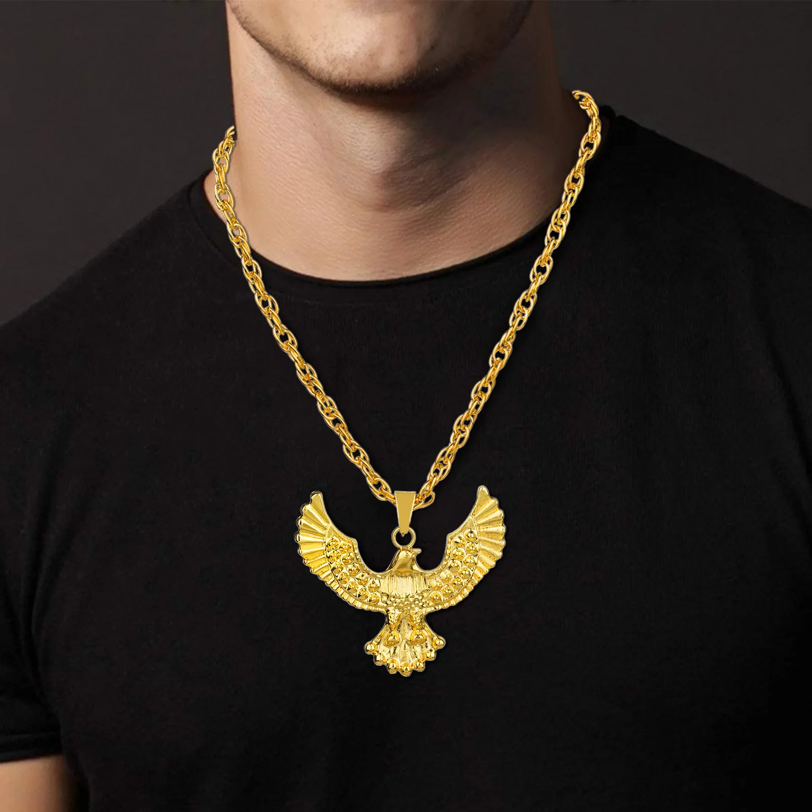 

Men 18K Golden Plated Hip Hop Necklace Fashion Stainless Steel Animal Pendant Shape Necklace Mens Women Jewellery Gift Wholesale
