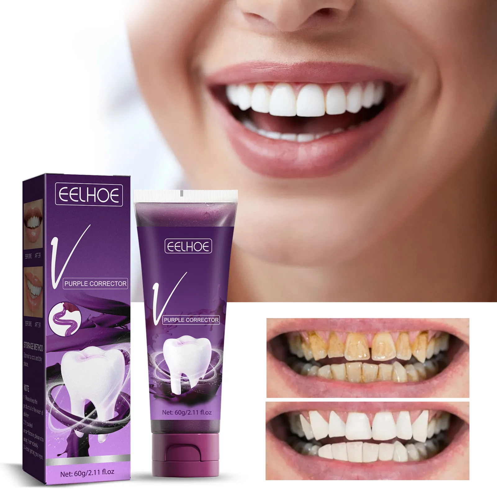 

V34 Teeth Whitening Toothpaste Tooth Colour Corrector Enamel Care Toothpaste Intensive Stain Removal Reduce Yellowing Oral Care