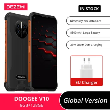 Global Version DOOGEE V10 Smartphone Dimensity 700 Octa Core 33W Fast Charging 8500mAh Large Battery 48MP Triple Camera Orange 1