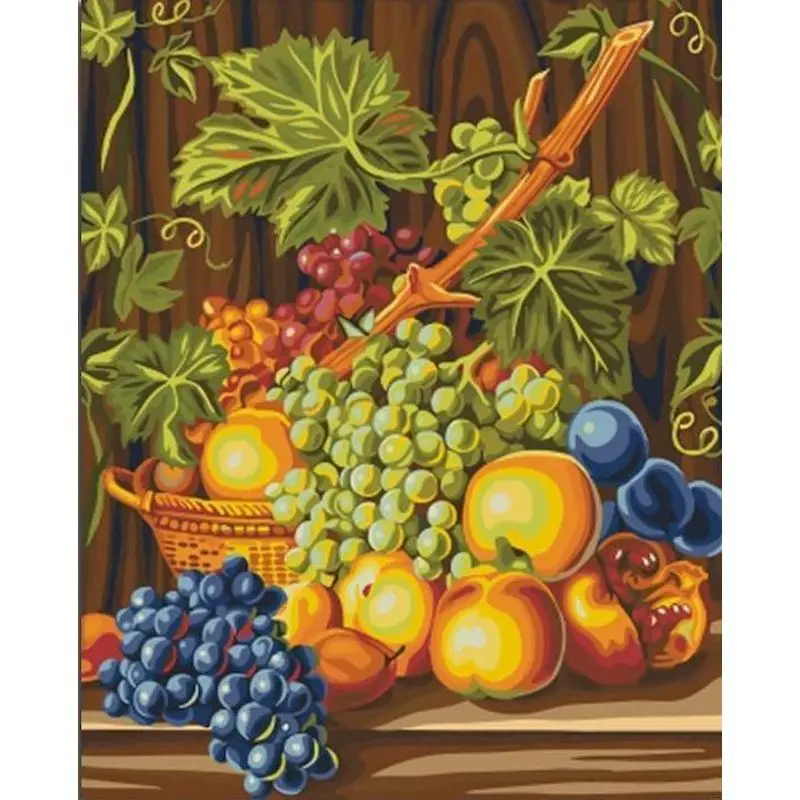

GATYZTORY Diy Pictures By Number Fruit Still Life Kits Painting By Numbers Grape Landscape Drawing On Canvas Gift Home Decor