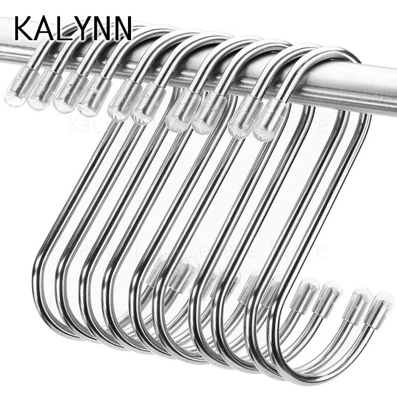1-20 Pack S Shaped Hooks Stainless Steel Metal Hangers Hanging Hooks for Kitchen Pot Shelf Hook Hanger Garden Bathroom Storage