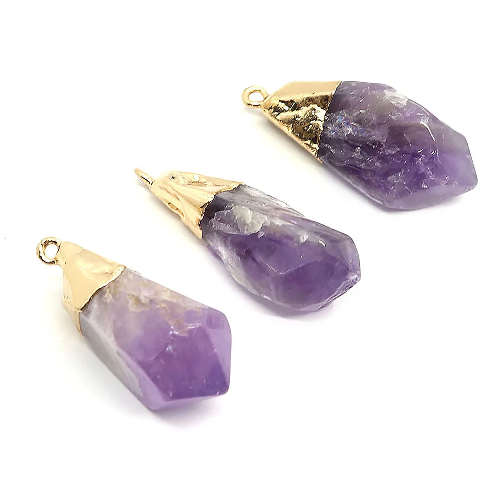 

1pc Natural Amethysts Pendant Irregural Shape Small Pendnat Charms for Making Women DIY Necklace Earring 5x30-20x50mm Accessorie