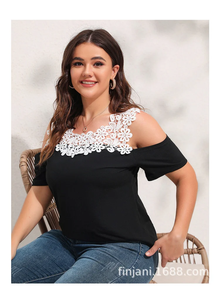 Women's T-shirt Summer Off Shoulder Short Sleeve Top plus size women clothing  ladies tops