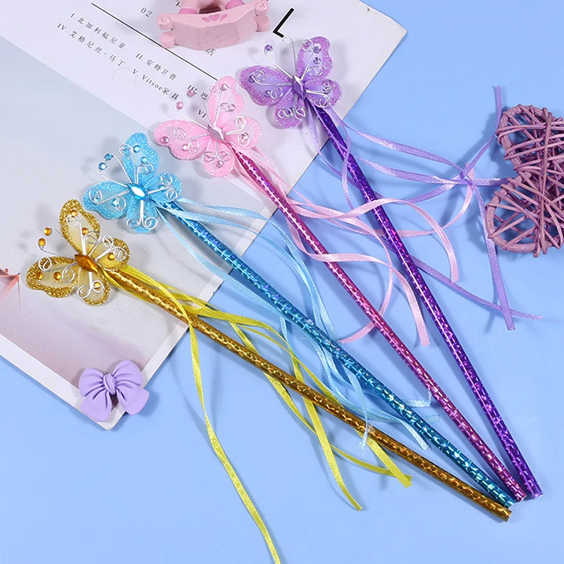 

Kids Party Princess Cosplay Props Cute Dreamlike Butterfly ＆ Five-pointed Star Fairy Wand Kids Magic Stick Girl Birthday Gift