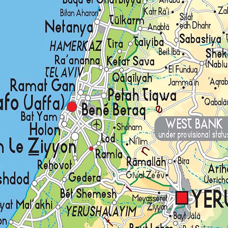 60*90cm The Israel Map In English Wall Art Poster 2010 Version Print Unframed Canvas Painting Home Decoration School Supplies images - 6