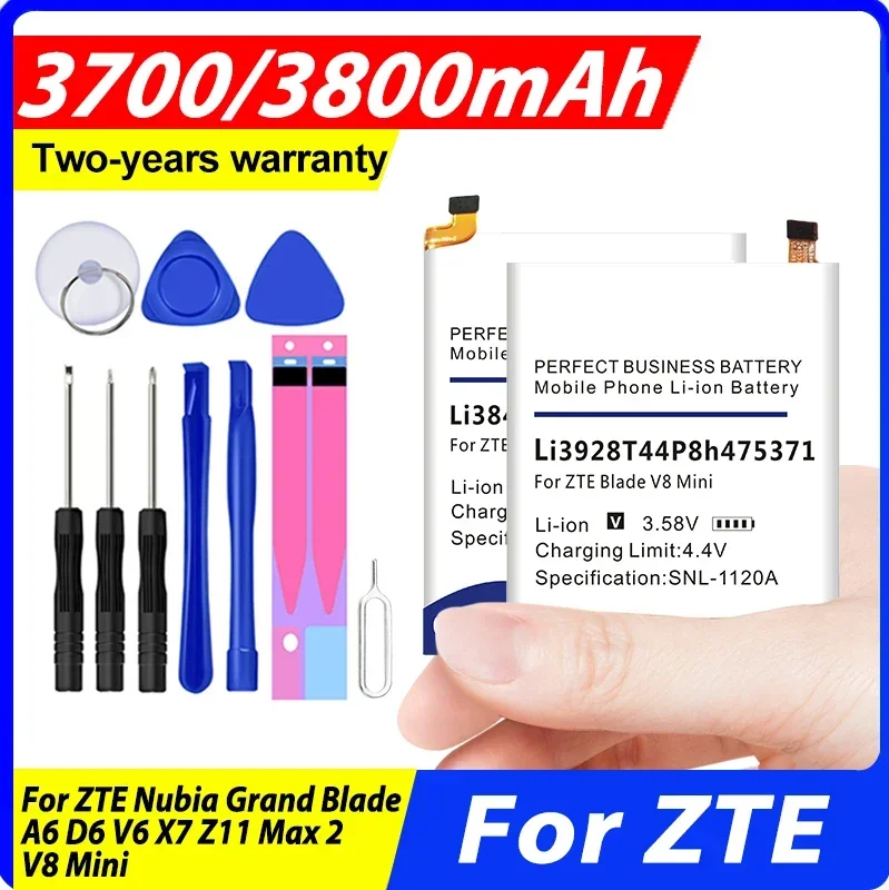 Li3934T44P8h 876744 Li3928T44P8h 475371 Ли3839Т43П6х 406790 Аккумулятор для ZTE Nubia Grand Blade A6 D6 V6 X7 Z11 Max 2 V8 Mini +