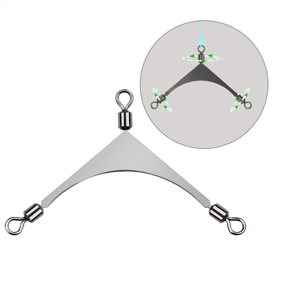 

TIANNSII Three Way Fishing Hook Connector Rolling Swivel Solid Stainless Steel Ring Cross Line Rolling Swivel Connector Fishhook