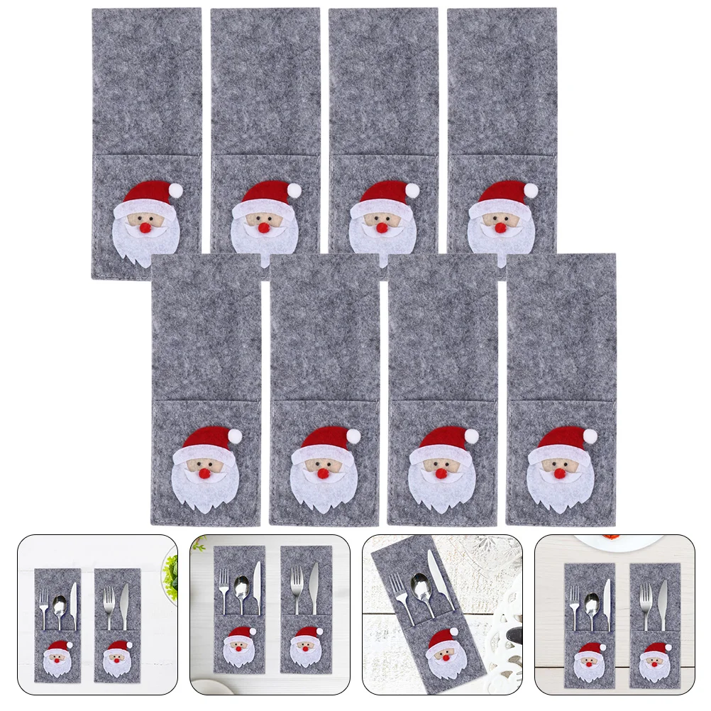 

Christmas Holder Cutlery Bag Tablewarepouch Silverware Cover Utensil Table Fork Bags Party Flatware Decoration Pockets Holiday