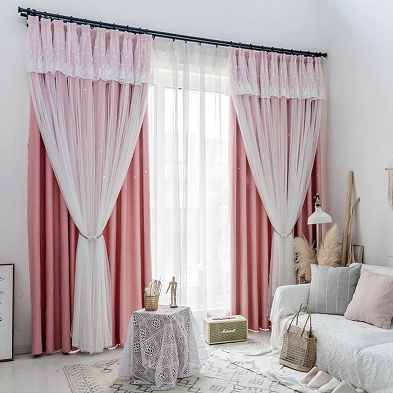 MIDSUM Princess шторы из тюля ткань двухслойные полые звезды Детская Спальня украшение