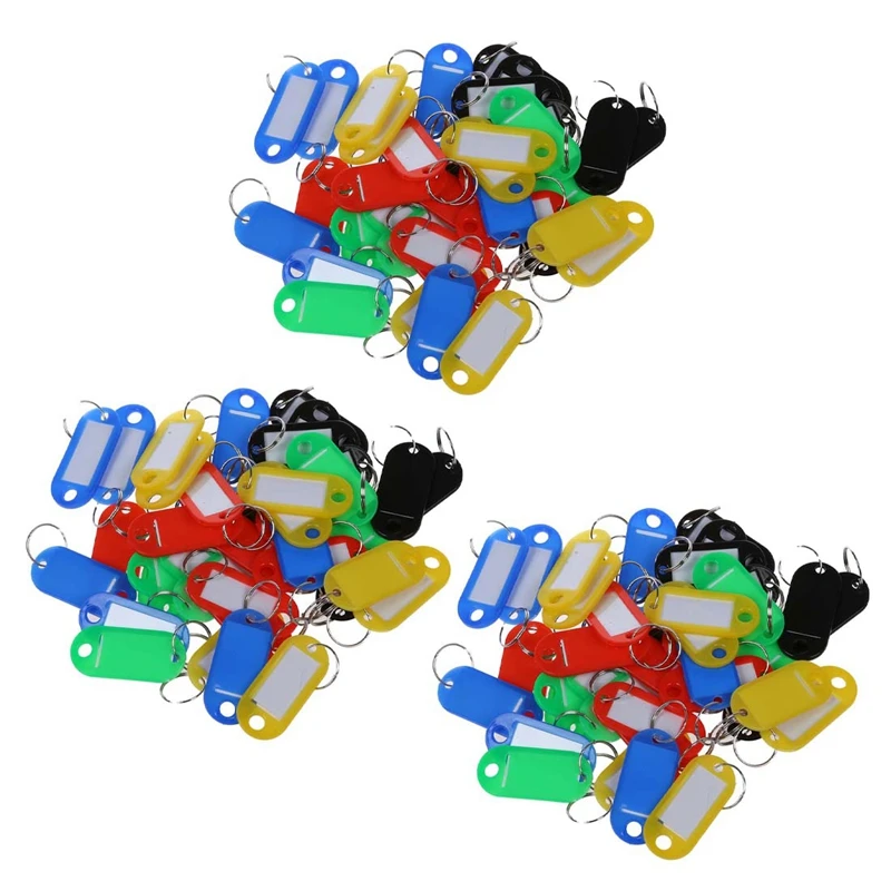 

120 Pcs Split Ring Colorful Plastic ID Tags Name Card Label Key Holder