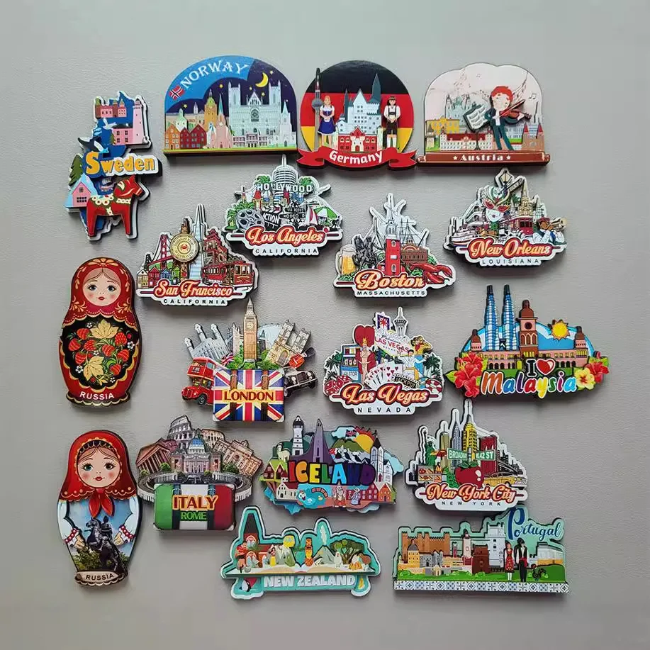 3D деревянный магнит на холодильник сувенир для путешествий США Австрия Германия