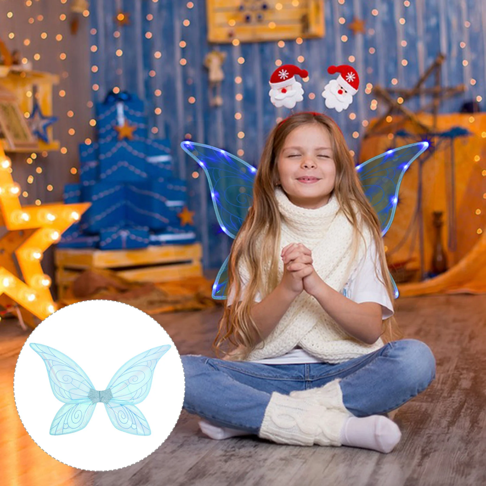 

Decor Glowing Butterfly Wings Fairy Ornament Blue Light Butterflies Costume Child