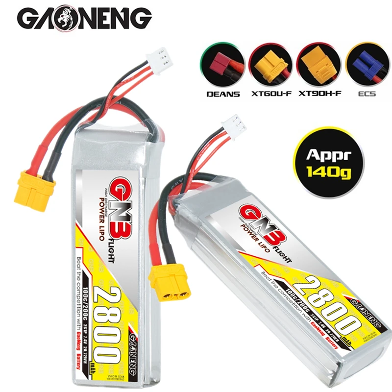 

RC FPV Racing Drone Battery GNB 7.4V 2800mAh LiPo Battery For RC Boat Aerobatic Flight AeroPlane QuadCopter 2S 7.4V Battery