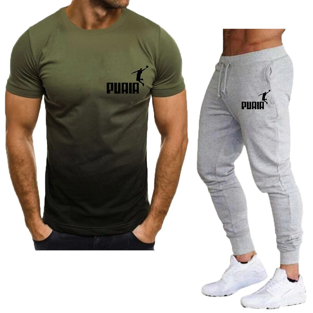 Summer Tracksuit Sets 2023 Casual Sport Suit T-shirt Tracksuit 2 Piece Set Sportswear Breathable O-neck Street Clothing Sets