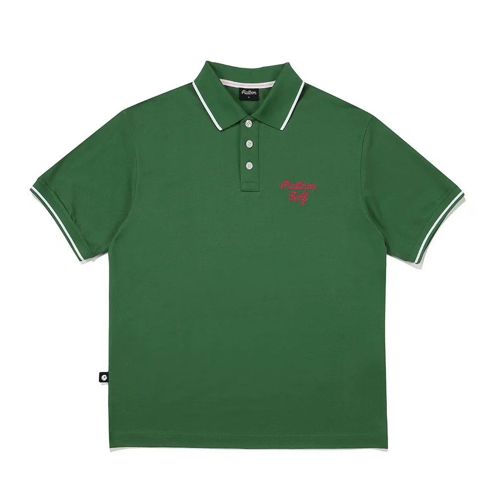 Malbon Men's Front and Back Embroidery Short Sleeve Collar Polo T-shirt