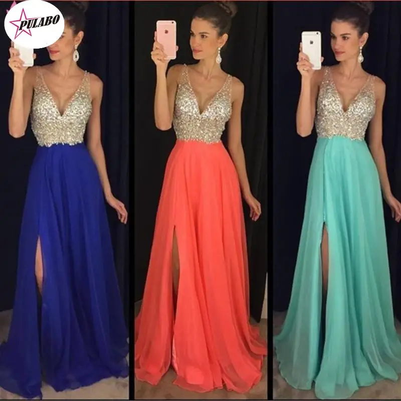 

Платье женское длинное с блестками, пикантное модное однотонное вечернее Макси-Платье с V-образным вырезом, без рукавов, на лето