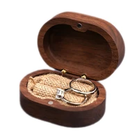 12pcs oval walnut wood ring box with magnetic engraving retro jewelry wooden storage box for couples ring box jewelry case gifts