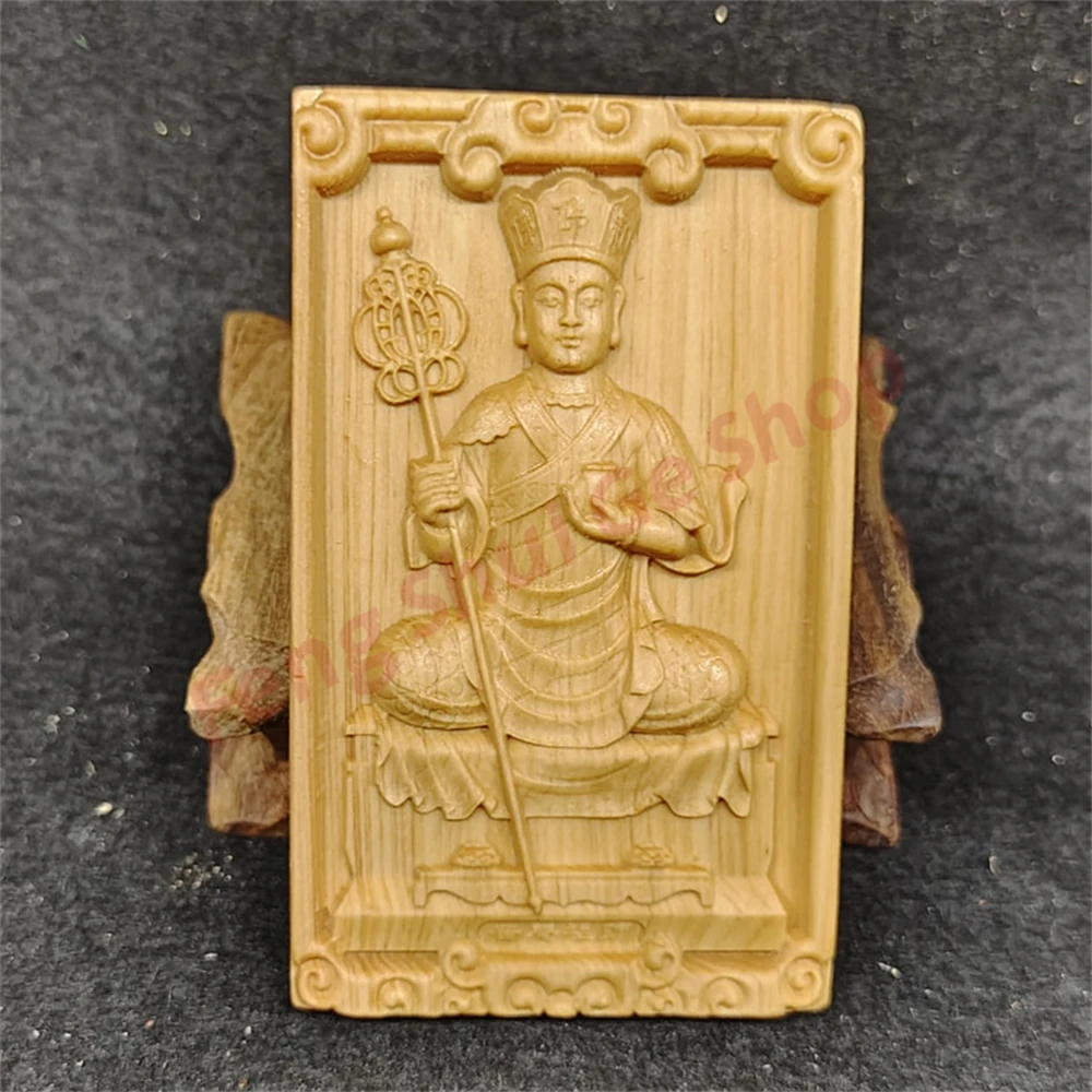 

Cliff cypress wood carving, statue of Pu'an Ancestral Master, Zen staff, pendant of Pu'an Buddhist statue, handicraft pendant